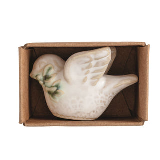 Mud Pie pocket ceramic turtledove with gift box and corked display jar