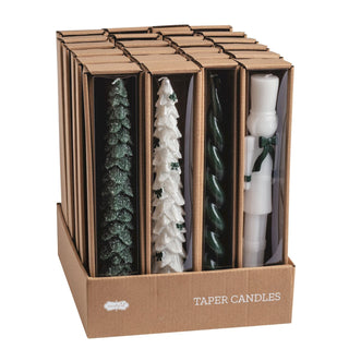 Mud Pie hand-painted wax Christmas taper candles in four festive designs
