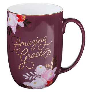 Mug White/Burgundy Amazing Grace - 420 Home Decor - The Farmhouse