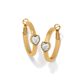 BRIGHTON MYSTERY OF LOVE HEART CRYSTAL HOOP EARRINGS, GOLD JA0210