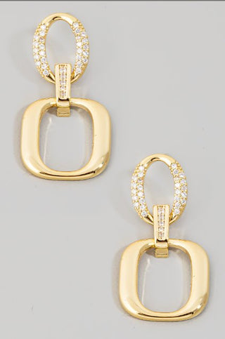 Natasha Pave Hoop And Square Dangle Earrings - The Farmhouse