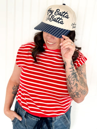 Navy Stripes Hey Batta Batta Hat - 260 Fashion Accessories - The Farmhouse