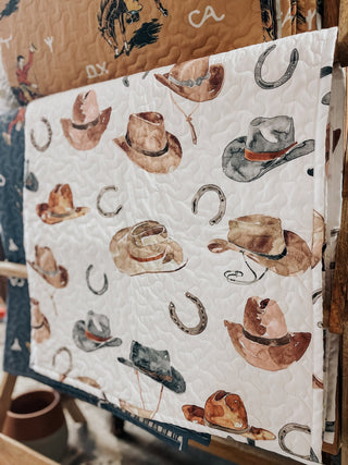 Neutral Tossed Hats Baby Blanket Quilt - White - 260 Fashion Accessories - The Farmhouse