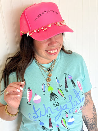 Nicer When I'm Tan Hot Pink Trucker Hat - 260 Fashion Accessories - The Farmhouse