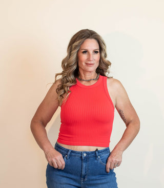 NIKIBIKI Women's Brielle Ribbed Tank, Poppy Red - 130 Basics - The Farmhouse