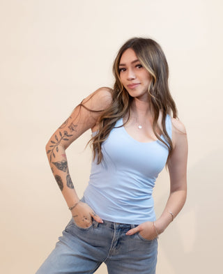 NIKIBIKI Women's Darling Neckline Tank, Serene Blue - 130 Basics - The Farmhouse