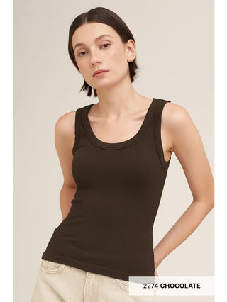 NIKIBIKI Women's Reversible Ribbed Tank Top, Chocolate - 130 Basics - The Farmhouse
