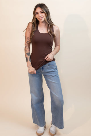 NIKIBIKI Women's Simply Soft Jersey Tank, Coffee Bean - 130 Basics - The Farmhouse