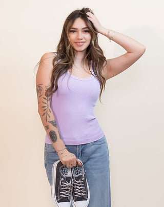 NIKIBIKI Women's Twice Styled Rib Tank, Vintage Amethyst - 130 Basics - The Farmhouse