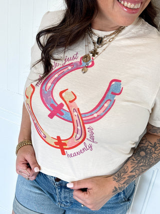 No Luck Just Heavenly Favor Crop Tee - 120 Graphic Tees - The Farmhouse