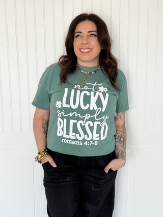 Not Lucky Simply Blessed Graphic Tee - 120 Graphic Tees - The Farmhouse