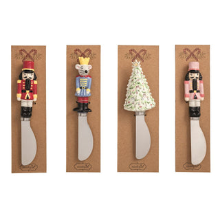 Mud Pie stainless steel spreaders with nutcracker, tree and Rat King handles