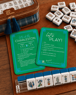 Oh My Mahjong green mahjong shufflers, set of two with printed rules and tips