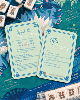 Mint mahjong tile shufflers, set of two with rules printed on all sides