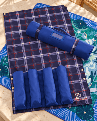 Oh My Mahjong navy padded rack storage bag for four racks and pushers