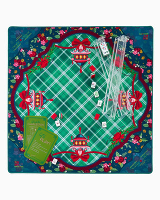 Detail view of the Yuletide mahjong mat surface