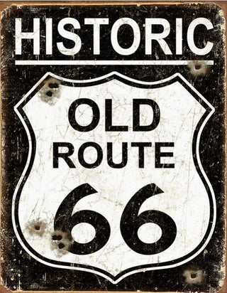 Old Route 66 - Weathered Tin Sign - The Farmhouse