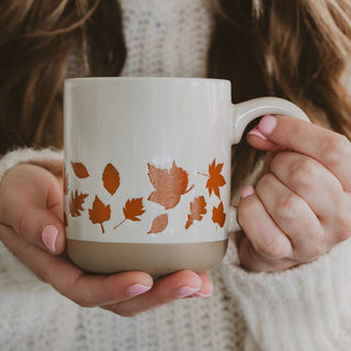 Orange Leaves Stoneware Coffee Mug - 420 Home Decor - The Farmhouse