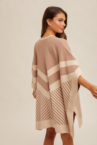 Outlaw Chevron Stripe Mix Color Block Soft Poncho - The Farmhouse