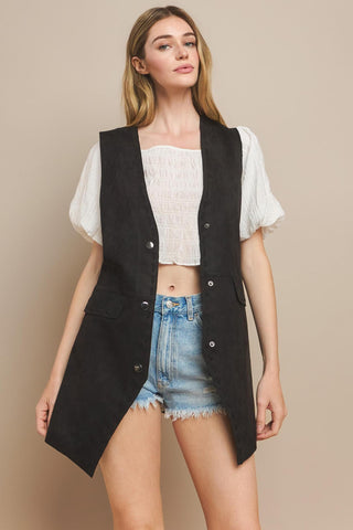 Outlaw Suede Western Boho Vest, Black - The Farmhouse