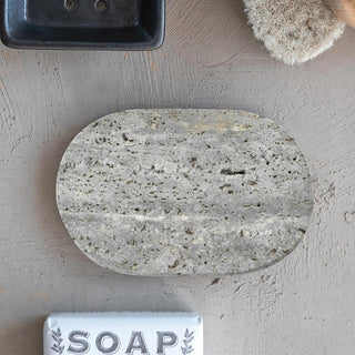 Oval Travertine Soap Dish - The Farmhouse