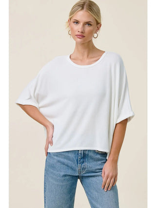 Oversized Hi - Low Crepe Hacci Top, Black & Ivory - 100 Casual Tops - The Farmhouse