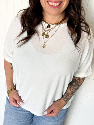 Oversized Hi - Low Crepe Hacci Top, Ivory - 100 Casual Tops - The Farmhouse