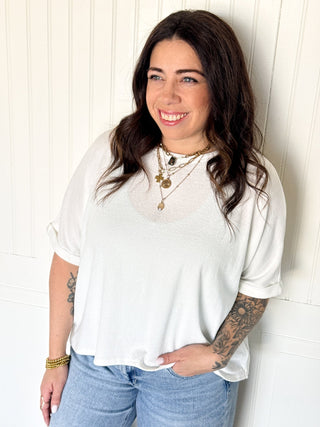 Oversized Hi - Low Crepe Hacci Top, Ivory - 100 Casual Tops - The Farmhouse