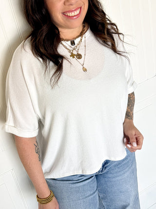 Oversized Hi - Low Crepe Hacci Top, Ivory - 100 Casual Tops - The Farmhouse