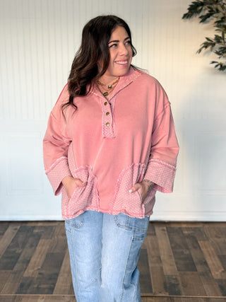 Oversized Polka Dot Mineral Wash Pullover - 140 Sweatshirts + Sweaters - The Farmhouse