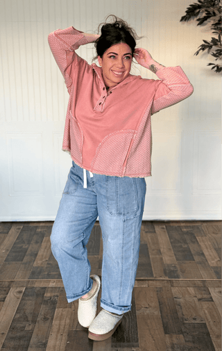 Oversized Polka Dot Mineral Wash Pullover - 140 Sweatshirts + Sweaters - The Farmhouse