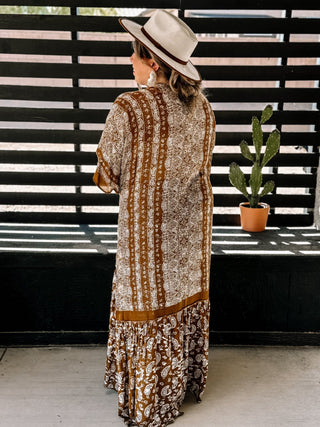 Paisley Dream Paisley Tapestry Free Flow Kimono - Brown - The Farmhouse