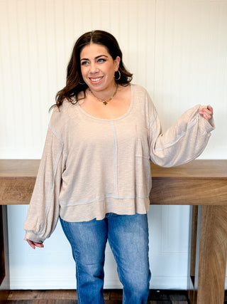 Pale Taupe Outseam Rib Long Sleeve - 100 Casual Tops - The Farmhouse
