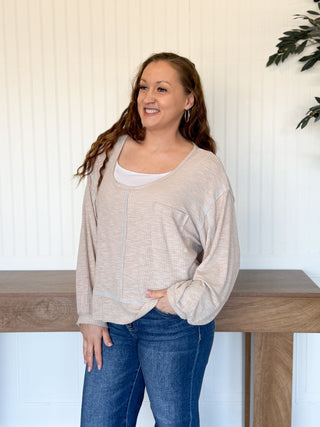 Pale Taupe Outseam Rib Long Sleeve - 100 Casual Tops - The Farmhouse
