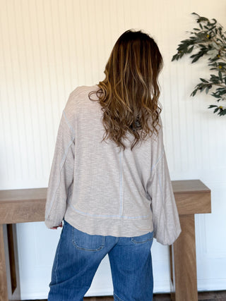 Pale Taupe Outseam Rib Long Sleeve - 100 Casual Tops - The Farmhouse