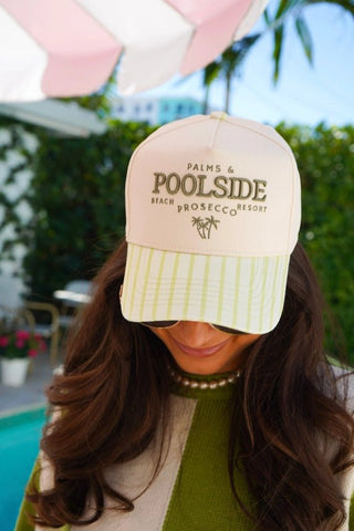 Palms & Poolside - Green Stripe Trucker Hat - 260 Fashion Accessories - The Farmhouse