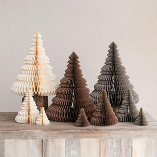 Paper Folding Honeycomb Trees w/ Gold Glitter - Grey Medium - The Farmhouse