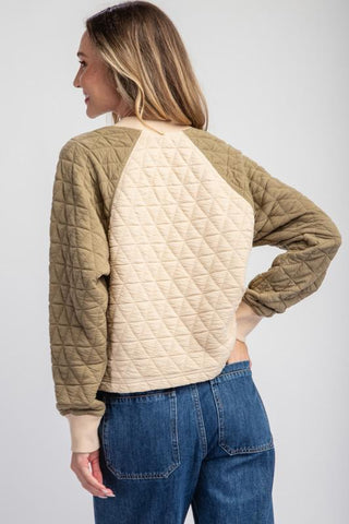 Patchwork Harmony Quilted Top, Olive - The Farmhouse