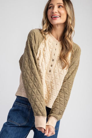 Patchwork Harmony Quilted Top, Olive - The Farmhouse