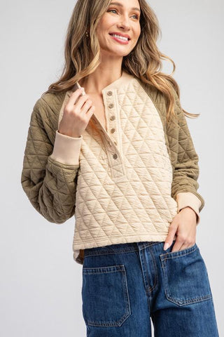 Patchwork Harmony Quilted Top, Olive - The Farmhouse