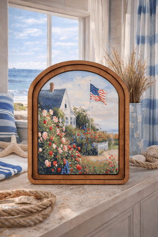 Patriotic Beach House Framed Art 6x8" - 420 Home Decor - The Farmhouse