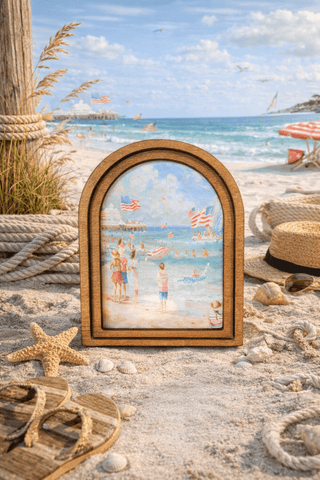 Patriotic Beach Scene Framed Art 6x8" - 420 Home Decor - The Farmhouse