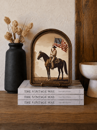 Patriotic Cowboy Arch Framed Art 6" x 8" - 420 Home Decor - The Farmhouse