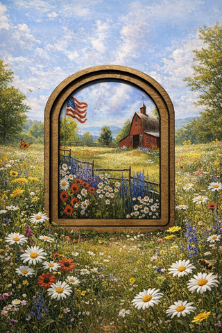 Patriotic Farm 8.25x11" Arch Framed Art - 420 Home Decor - The Farmhouse