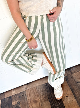 Peach Love Green Thread Barrel Denim - 240 Pants - The Farmhouse