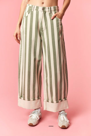 Peach Love Green Thread Barrel Denim - 240 Pants - The Farmhouse