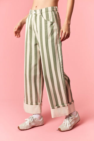 Peach Love Green Thread Barrel Denim - 240 Pants - The Farmhouse