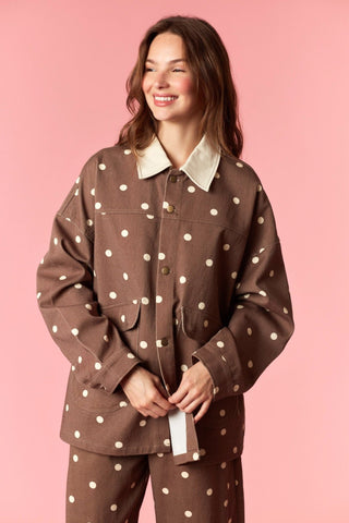 PEACH LOVE Women's Brown Sugar Polka Dot Barn Jacket - 160 Outerwear - The Farmhouse