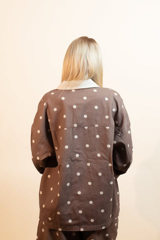 PEACH LOVE Women's Brown Sugar Polka Dot Barn Jacket - 160 Outerwear - The Farmhouse