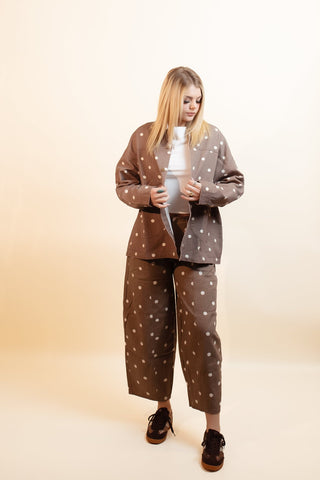 PEACH LOVE Women's Cinnamon Cream Polka Dot Wide Leg Pants - 240 Pants - The Farmhouse
